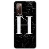 MRCİLETİSİMmrc-2589 Siyah Mermer Desenli H Harfi Kılıf HD Desen Baskılı Arka Kapak Samsung Galaxy S20 FE ile uyumlu