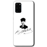 MRCİLETİSİMmrc-3197 Kemal Atatürk İmza Kılıf HD Desen Baskılı Arka Kapak + Temperli Cam Samsung Galaxy S20 Plus ile uyumlu