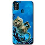 MRCİLETİSİMmrc-32887 Çılgın Kedi Kılıf Baskılı Kapak Tam Ekran Koruyucu Samsung Galaxy M30s ile uyumlu