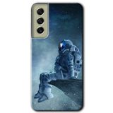 MRCİLETİSİMmrc-37432 Astronot Yalnızlığı Kılıf Baskılı Kapak Tam Ekran Koruyucu Samsung Galaxy S21 FE ile uyumlu