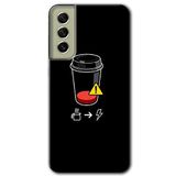 MRCİLETİSİMmrc-37601 Coffee Battery Kılıf Baskılı Kapak Tam Ekran Koruyucu Samsung Galaxy S21 FE ile uyumlu