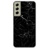 MRCİLETİSİMmrc-37623 Siyah Mermer Kılıf Baskılı Kapak Tam Ekran Koruyucu Samsung Galaxy S21 FE ile uyumlu