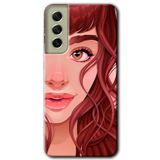 MRCİLETİSİMmrc-37650 Kızıl Kız Kılıf Baskılı Kapak Tam Ekran Koruyucu Samsung Galaxy S21 FE ile uyumlu