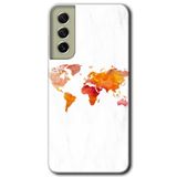 MRCİLETİSİMmrc-37668 Dünya Haritası Kılıf Baskılı Kapak Tam Ekran Koruyucu Samsung Galaxy S21 FE ile uyumlu
