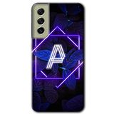 MRCİLETİSİMmrc-37867 Dark Neon Yaprak A Harfi Kılıf Baskılı Kapak Tam Ekran Koruyucu Samsung Galaxy S21 FE ile uyumlu