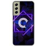 MRCİLETİSİMmrc-37883 Dark Neon Yaprak O Harfi Kılıf Baskılı Kapak Tam Ekran Koruyucu Samsung Galaxy S21 FE ile uyumlu
