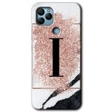 MRCİLETİSİMmrc-40468 Pembe Mermer Desenli I Harfi Kılıf HD Desen Baskılı Arka Kapak General Mobile GM 22 Plus ile uyumlu