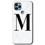 MRCİLETİSİMmrc-40504 Beyaz Mermer Desenli M Harfi Kılıf HD Desen Baskılı Arka Kapak General Mobile GM 22 Plus ile uyumlu