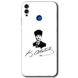 MRCİLETİSİMmrc-44447 Kemal Atatürk İmza Kılıf HD Desen Baskılı Arka Kapak + Temperli Cam Honor 8c ile uyumlu