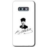 MRCİLETİSİMmrc-447 Kemal Atatürk İmza Kılıf HD Desen Baskılı Arka Kapak + Temperli Cam Samsung Galaxy S10e ile uyumlu
