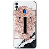 MRCİLETİSİMmrc-44882 Pembe Mermer Desenli T Harfi Kılıf HD Desen Baskılı Arka Kapak Honor 8c ile uyumlu