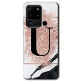 MRCİLETİSİMmrc-4734 Pembe Mermer Desenli Ü Harfi Kılıf HD Desen Baskılı Arka Kapak Samsung Galaxy S20 Ultra ile uyumlu