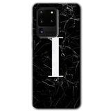 MRCİLETİSİMmrc-4790 Siyah Mermer Desenli İ Harfi Kılıf HD Desen Baskılı Arka Kapak Samsung Galaxy S20 Ultra ile uyumlu