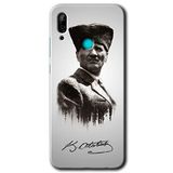 MRCİLETİSİMmrc-52154 Mustafa Kemal Atatürk Kılıf HD Desen Baskılı Arka Kapak + Temperli Cam Huawei P smart 2019 ile uyumlu