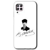 MRCİLETİSİMmrc-58747 Kemal Atatürk İmza Kılıf HD Desen Baskılı Arka Kapak + Temperli Cam Huawei P40 Lite ile uyumlu