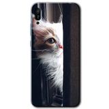 MRCİLETİSİMmrc-63217 Kedi Bakışı Kılıf HD Desen Baskılı Arka Kapak + Temperli Cam Huawei Y6 2019 ile uyumlu