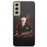 MRCİLETİSİMmrc-7048 Kemal Atatürk Kılıf HD Desen Baskılı Arka Kapak Samsung Galaxy S21 FE ile uyumlu