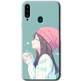 MRCİLETİSİMmrc-75624 Happy Girl Kılıf HD Baskılı Desen Hayalet Cam Yandan Görünmez Samsung Galaxy A20s ile uyumlu