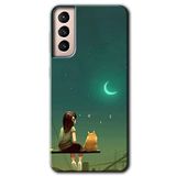 MRCİLETİSİMmrc-7742 Kedili Kız Kılıf HD Desen Baskılı Arka Kapak Samsung Galaxy S21 Plus ile uyumlu