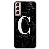 MRCİLETİSİMmrc-8082 Siyah Mermer Desenli C Harfi Kılıf HD Desen Baskılı Arka Kapak Samsung Galaxy S21 Plus ile uyumlu