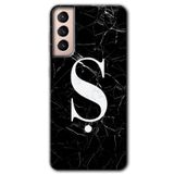 MRCİLETİSİMmrc-8103 Siyah Mermer Desenli Ş Harfi Kılıf HD Desen Baskılı Arka Kapak Samsung Galaxy S21 Plus ile uyumlu