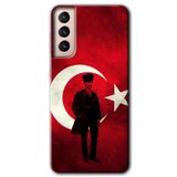 MRCİLETİSİMmrc-8117 Atatürk Bayrak Kılıf HD Desen Baskılı Arka Kapak Samsung Galaxy S21 Plus ile uyumlu