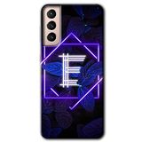 MRCİLETİSİMmrc-8171 Dark Neon Yaprak E Harfi Kılıf HD Desen Baskılı Arka Kapak Samsung Galaxy S21 Plus ile uyumlu