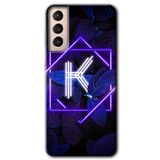 MRCİLETİSİMmrc-8179 Dark Neon Yaprak K Harfi Kılıf HD Desen Baskılı Arka Kapak Samsung Galaxy S21 Plus ile uyumlu