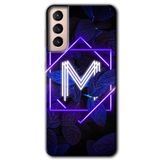MRCİLETİSİMmrc-8181 Dark Neon Yaprak M Harfi Kılıf HD Desen Baskılı Arka Kapak Samsung Galaxy S21 Plus ile uyumlu