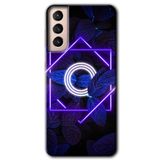 MRCİLETİSİMmrc-8183 Dark Neon Yaprak O Harfi Kılıf HD Desen Baskılı Arka Kapak Samsung Galaxy S21 Plus ile uyumlu