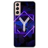 MRCİLETİSİMmrc-8205 Dark Neon Yaprak Y Harfi Kılıf HD Desen Baskılı Arka Kapak Samsung Galaxy S21 Plus ile uyumlu