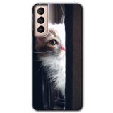 MRCİLETİSİMmrc-8217 Kedi Bakışı Kılıf HD Desen Baskılı Arka Kapak Samsung Galaxy S21 Plus ile uyumlu
