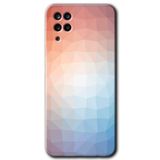 MRCİLETİSİMmrc-84384 Polygon Graident 3 Kılıf HD Baskılı Desen Hayalet Cam Yandan Görünmez Samsung Galaxy M12 ile uyumlu