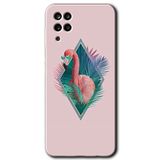 MRCİLETİSİMmrc-84524 Flamingo Kılıf HD Baskılı Desen Hayalet Cam Yandan Görünmez Samsung Galaxy M12 ile uyumlu