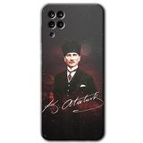 MRCİLETİSİMmrc-84599 Kemal Atatürk Kılıf HD Baskılı Desen Hayalet Cam Yandan Görünmez Samsung Galaxy M12 ile uyumlu