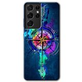 MRCİLETİSİMmrc-8819 Gizemli Pusula Kılıf HD Desen Baskılı Arka Kapak Samsung Galaxy S21 Ultra ile uyumlu