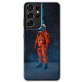 MRCİLETİSİMmrc-8826 Smoke Astronot Kılıf HD Desen Baskılı Arka Kapak Samsung Galaxy S21 Ultra ile uyumlu