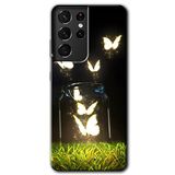 MRCİLETİSİMmrc-8830 Işıklı Kelebekler Kılıf HD Desen Baskılı Arka Kapak Samsung Galaxy S21 Ultra ile uyumlu