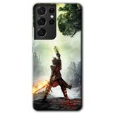 MRCİLETİSİMmrc-8921 Dragon Hunter Kılıf HD Desen Baskılı Arka Kapak Samsung Galaxy S21 Ultra ile uyumlu