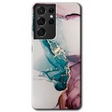 MRCİLETİSİMmrc-8950 Liquid Mermer Kılıf HD Desen Baskılı Arka Kapak Samsung Galaxy S21 Ultra ile uyumlu