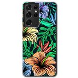 MRCİLETİSİMmrc-9015 Hibiscus Flowers Kılıf HD Desen Baskılı Arka Kapak Samsung Galaxy S21 Ultra ile uyumlu