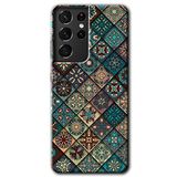 MRCİLETİSİMmrc-9052 Mandala Desen Kılıf HD Desen Baskılı Arka Kapak Samsung Galaxy S21 Ultra ile uyumlu