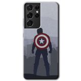 MRCİLETİSİMmrc-9058 Captain Avenger Kılıf HD Desen Baskılı Arka Kapak Samsung Galaxy S21 Ultra ile uyumlu