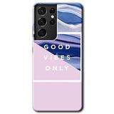 MRCİLETİSİMmrc-9071 Good Vibes Kılıf HD Desen Baskılı Arka Kapak Samsung Galaxy S21 Ultra ile uyumlu