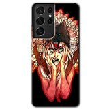 MRCİLETİSİMmrc-9078 Kurt Kız Kılıf HD Desen Baskılı Arka Kapak Samsung Galaxy S21 Ultra ile uyumlu
