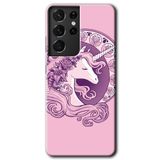 MRCİLETİSİMmrc-9094 Unicorn Kılıf HD Desen Baskılı Arka Kapak Samsung Galaxy S21 Ultra ile uyumlu