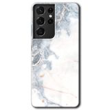 MRCİLETİSİMmrc-9096 White Marble Kılıf HD Desen Baskılı Arka Kapak Samsung Galaxy S21 Ultra ile uyumlu