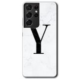 MRCİLETİSİMmrc-9178 Beyaz Mermer Desenli Y Harfi Kılıf HD Desen Baskılı Arka Kapak Samsung Galaxy S21 Ultra ile uyumlu