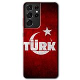MRCİLETİSİMmrc-9224 Ayyıldız Türk Kılıf HD Desen Baskılı Arka Kapak Samsung Galaxy S21 Ultra ile uyumlu