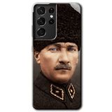 MRCİLETİSİMmrc-9227 Başkomutan Atatürk Kılıf HD Desen Baskılı Arka Kapak Samsung Galaxy S21 Ultra ile uyumlu